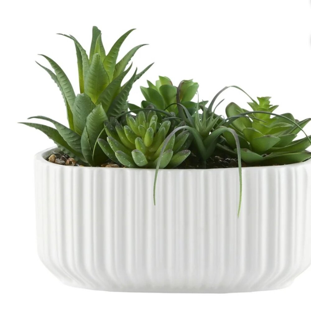 Home Decor Collection 7.5" Artificial Faux Succulent in Ceramic Planter